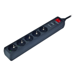 Gembird Surge protector, 5 sockets, 3 m, black