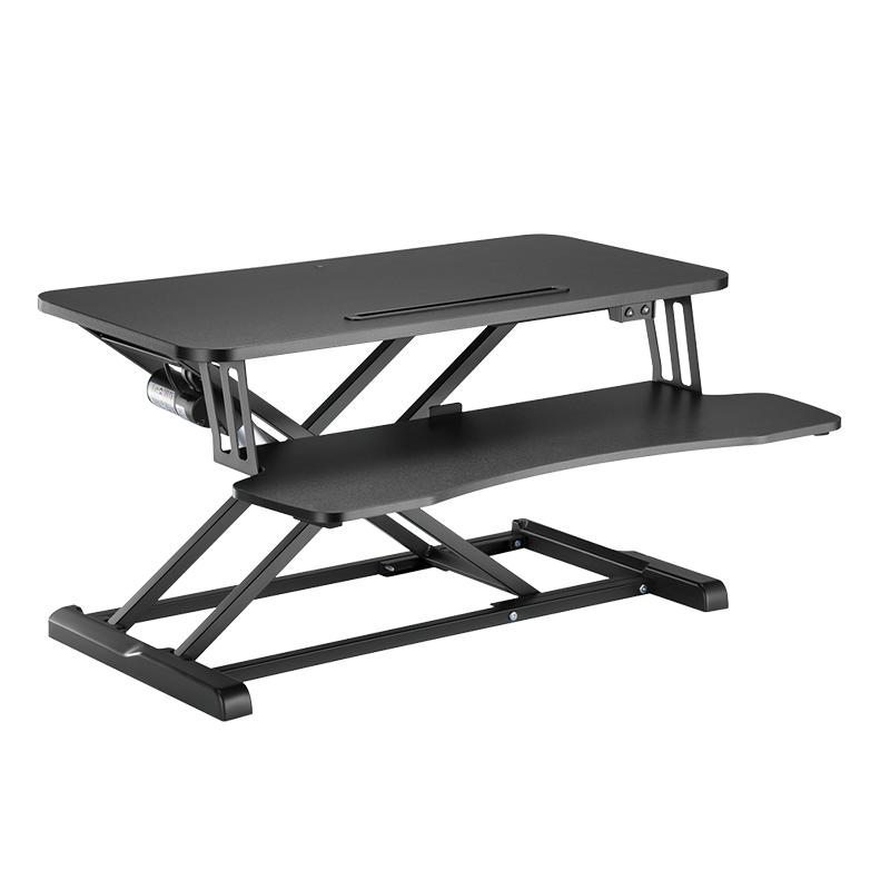 LogiLink Sit-stand desk converter, single motor, w/ keyboard tray, black