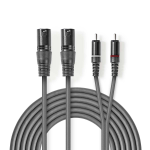 Nedis COTH15210GY15 audio cable 1.5 m 2 x XLR (3-pin) 2 x RCA Grey