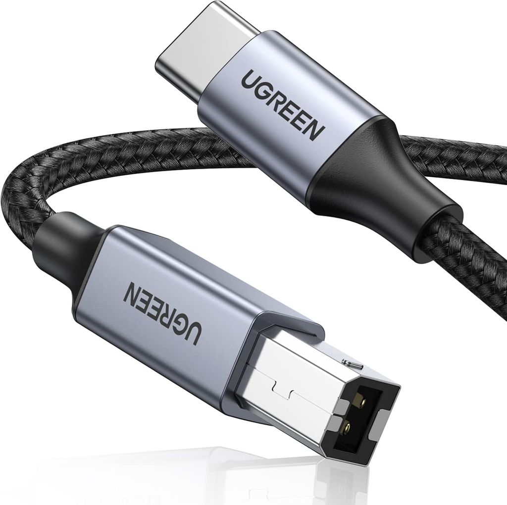 EU Product - USB-C to USB-B 2.0 Printer Cable, 2m - Gray/Black thumbnail