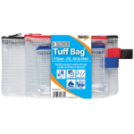 Tiger Tuff Bag Polypropylene Triple Pack of A6 Mini and DL 500 Micron Clear with Assorted Colour Zips (Pac