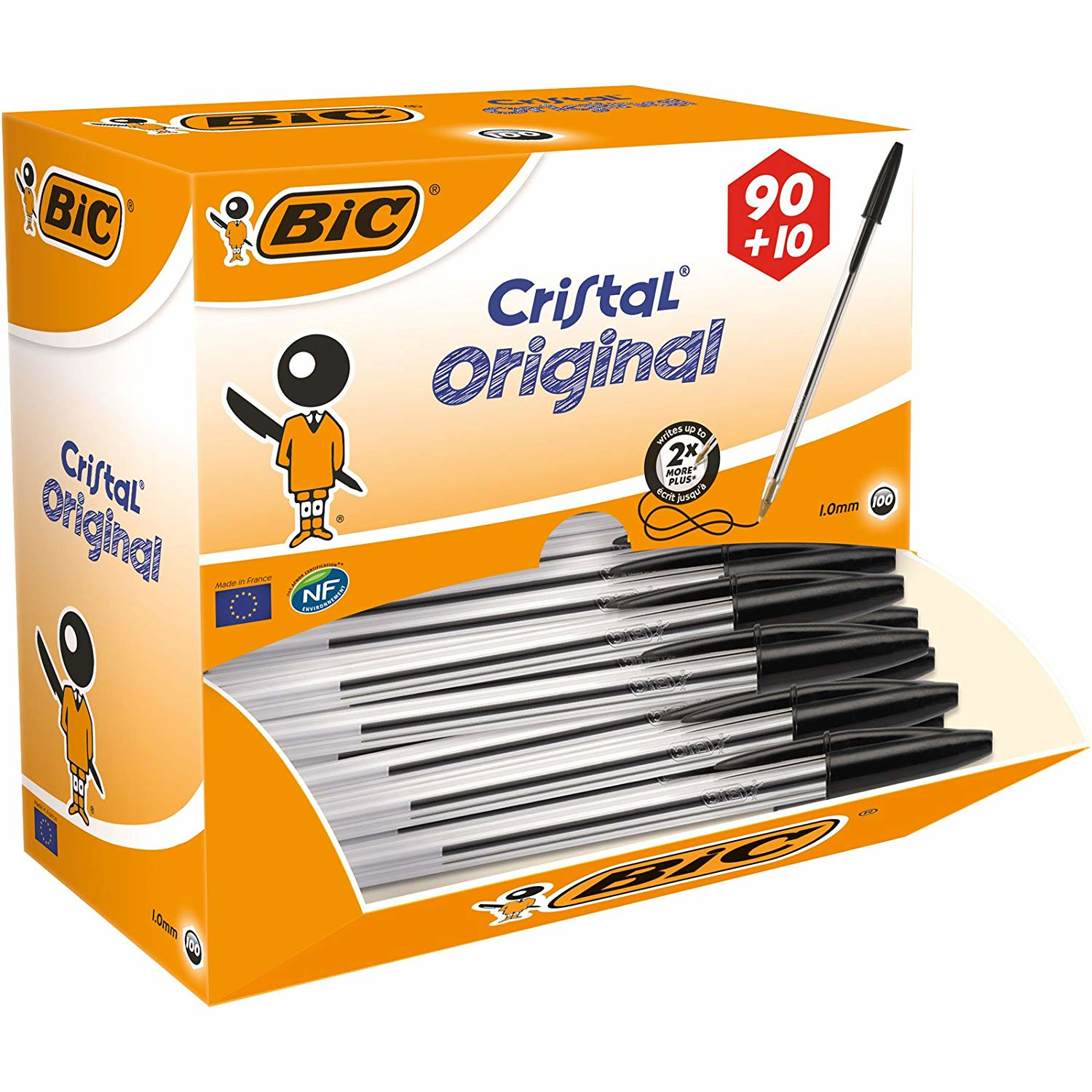 Image of BIC Cristal Black Stick ballpoint pen Medium 100 pc(s)
