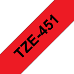 Brother TZE-451 DirectLabel black on red Laminat 24mm x 8m for Brother P-Touch TZ 3.5-24mm/HSE/36mm/6-24mm/6-36mm