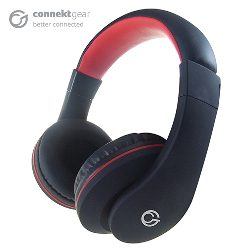 connektgear HP531 Stereo Mobile On-Ear Headset with In-Line Mic and Controller - Black/Red