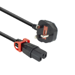 ACT Netsnoer UK male - C15 IEC Lock+ zwart 2 m, PC3884
