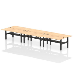 Dynamic Air Back-to-Back W1800 x D800mm Height Adjustable Sit Stand 6 Person Bench Desk With Cable Ports Maple Finish Black Frame - HA02778 DD