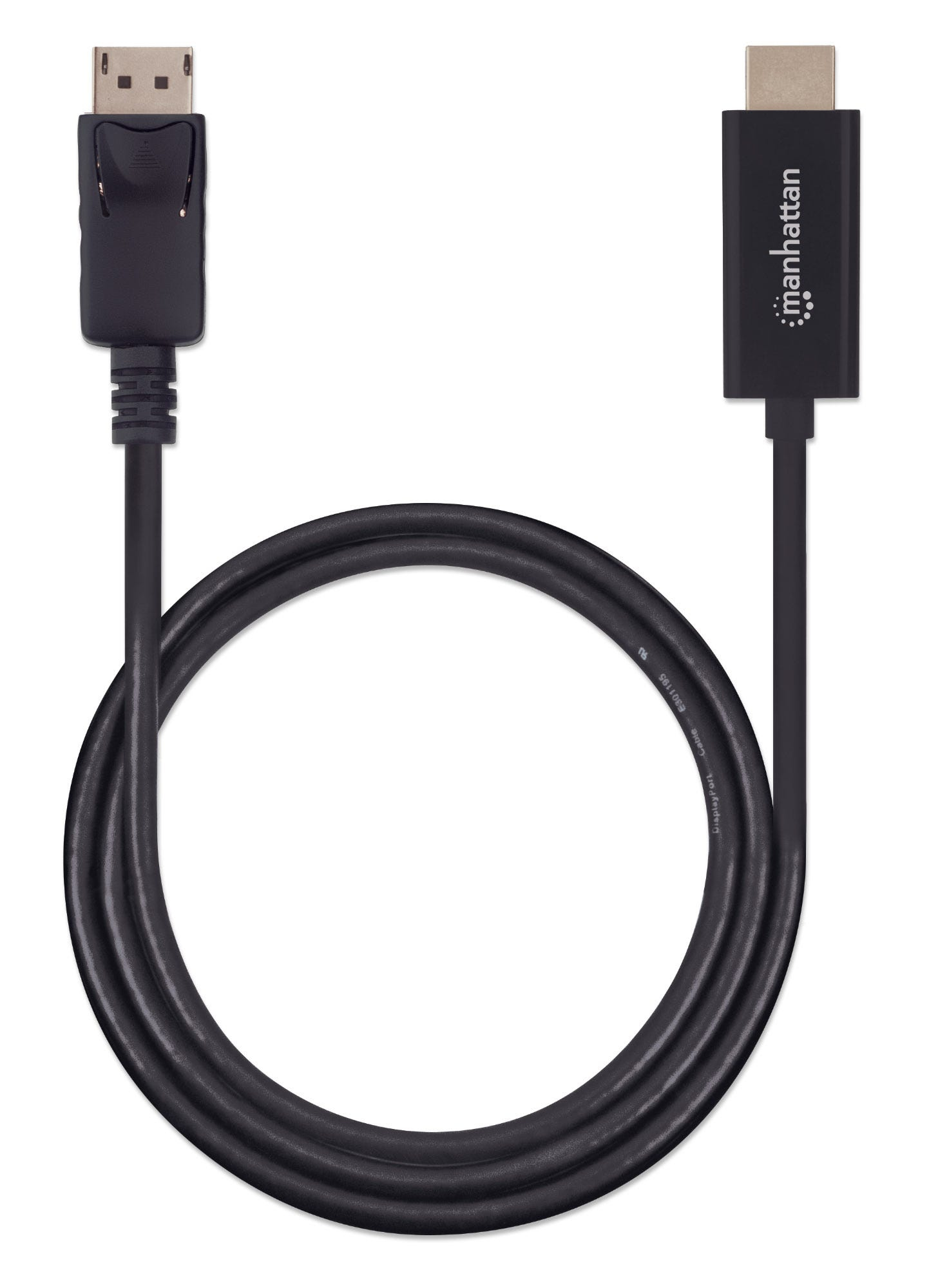 Manhattan DisplayPort to HDMI Cable, 4K@60Hz, 1m, Male to Male, DP With Latch, Black, Not Bi-Directional, Three Year Warranty, Polybag