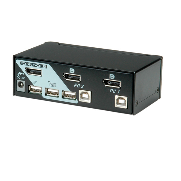KVM Switch, 1 User - 2 PCs, DisplayPort, with USB Hub