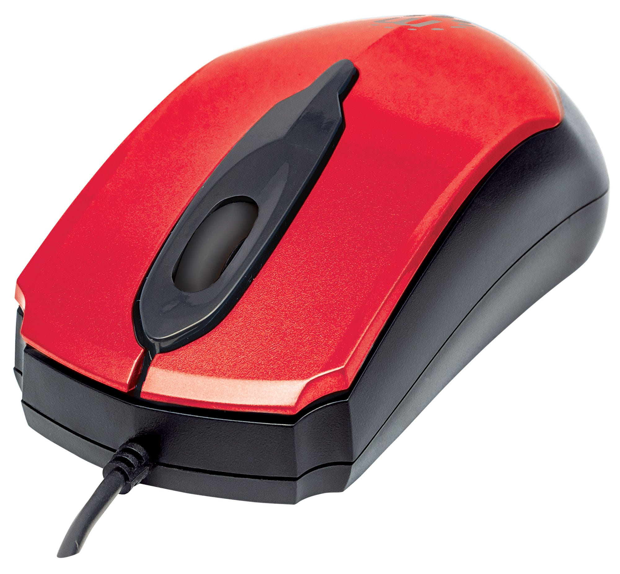 Manhattan Edge USB Wired Mouse, Red, 1000dpi, USB-A, Optical, Compact, Three Button with Scroll Wheel, Low friction base, Blister