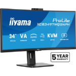 iiyama ProLite 34’’ VA UWQHD curved monitor with a built-in Windows Hello camera and microphone, USB-C Dock, LAN, KVM-Switch and 15cm height adjustable stand
