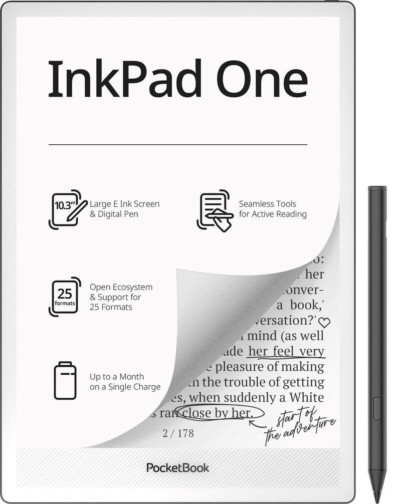 PKB PocketBook InkPad One 1030 10.3" E-ink Mobius 32GB Wi-Fi E-reader â€“ Matte Black