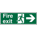 SECO by Stewart Superior SECO Safe Procedure Safety Sign Fire Exit Man Running and Arrow Pointing Right Self Adhesive Vinyl 450 x 150mm - SP121SAV-450X150