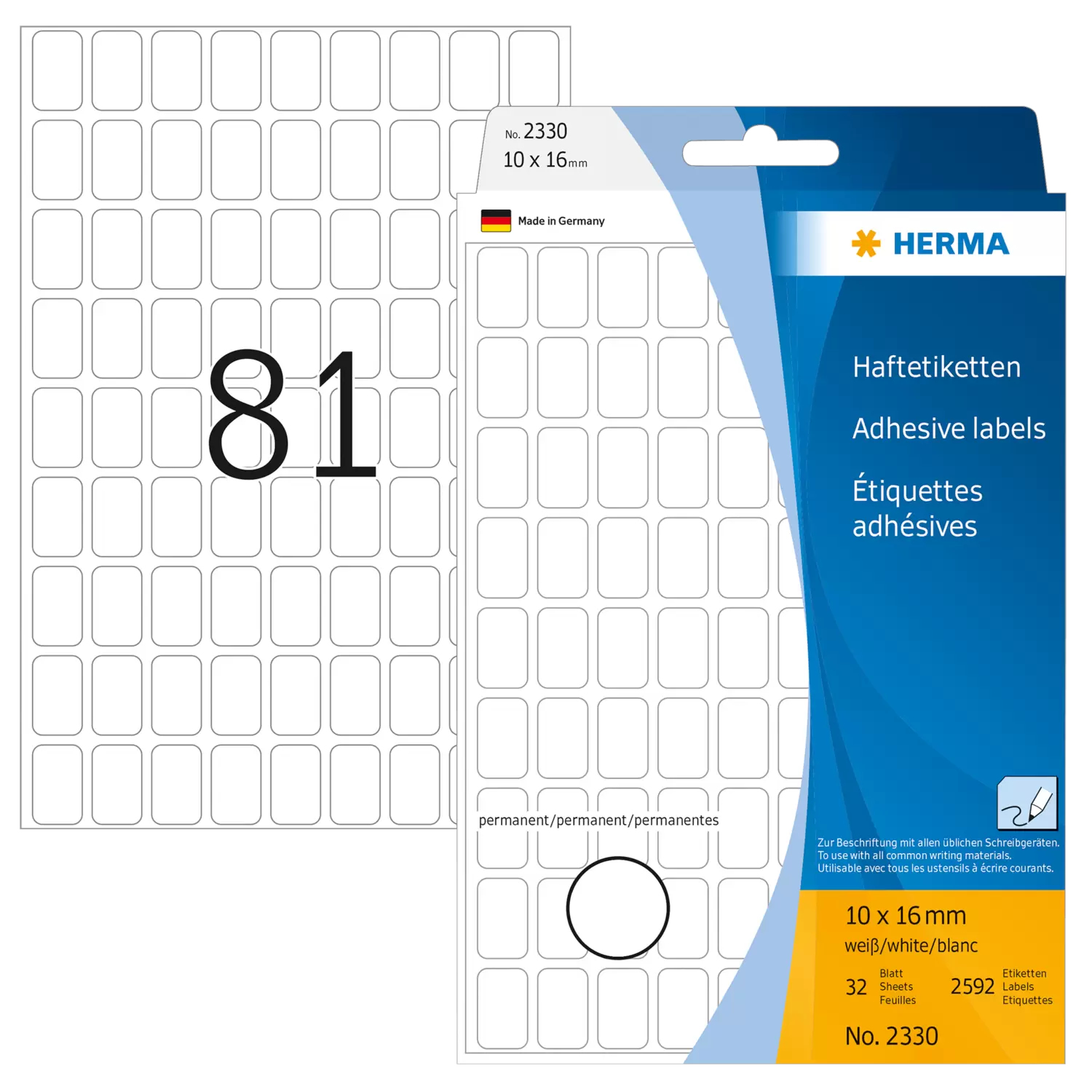 Image of HERMA Multi-purpose labels 10x16 mm white paper matt hand...