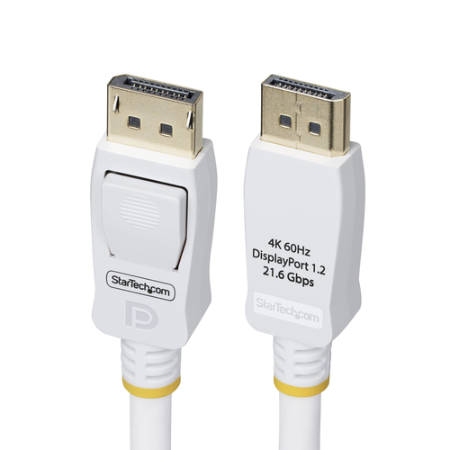StarTech.com .com 10ft White VESA Certified DisplayPort 1.2 Cable with Latches - DisplayPort cable - DisplayPort (M) latched to DisplayPort (M) latched - DisplayPort 1.2 - 3 m - 4K60Hz support, 2K144Hz support, 1080p support 240Hz, halogen-free, passive -