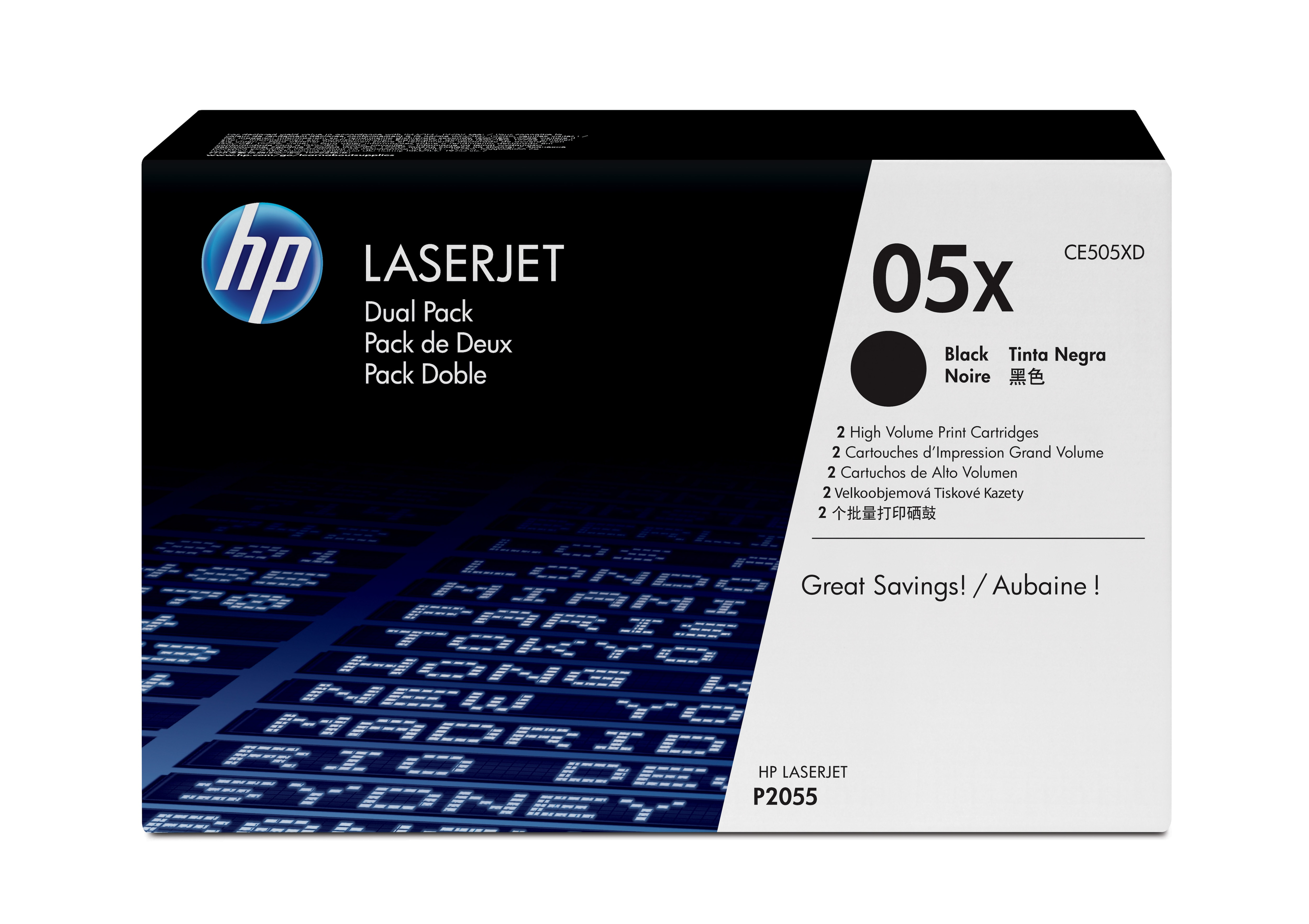 Image of HP CE505XD/05XD Toner cartridge black twin pack, 2x6.5K pages...
