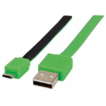 Manhattan Micro-USB, 1 m USB-kabel USB 2.0 USB A Micro-USB B Zwart, Groen