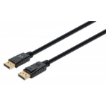Manhattan DisplayPort 1.4 Cable, 8K@60hz, 3m, PVC Cable, Male to Male, Equivalent to DP14MM3M, With Latches, Fully Shielded, Black, Lifetime Warranty, Polybag