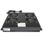 Intellinet 4-Fan Ventilation Unit for 19" Racks, Roof Mount, with Thermostat, Black