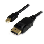 4Cabling 1m Mini DisplayPort Male to DisplayPort Male Cable: Black