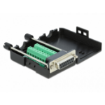 DeLOCK 66567 tussenstuk voor kabels serial Sub-D15 16 pin terminal block Zwart