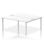Dynamic Impulse W1800 x D1600 x H750mm Back to Back 2 Person Bench Desk With Cable Management Ports Goal Post Leg White Finish Silver Frame - IB00393 DD