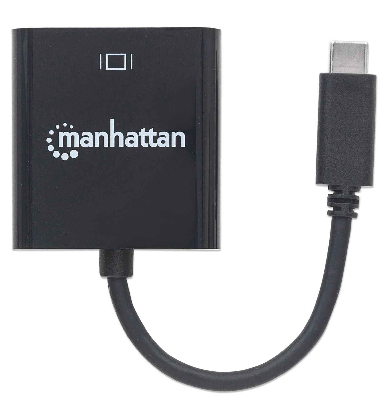 Manhattan USB-C to VGA Converter Cable, 8cm, Male to Female, 1920x1080p@60Hz, Black, Blister