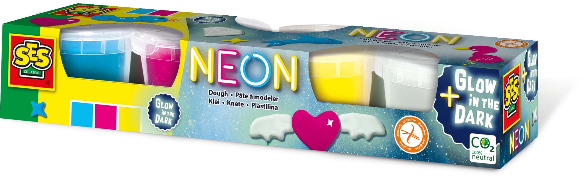 SES Creative Dough - Neon and Glow in the dark 4x90gr