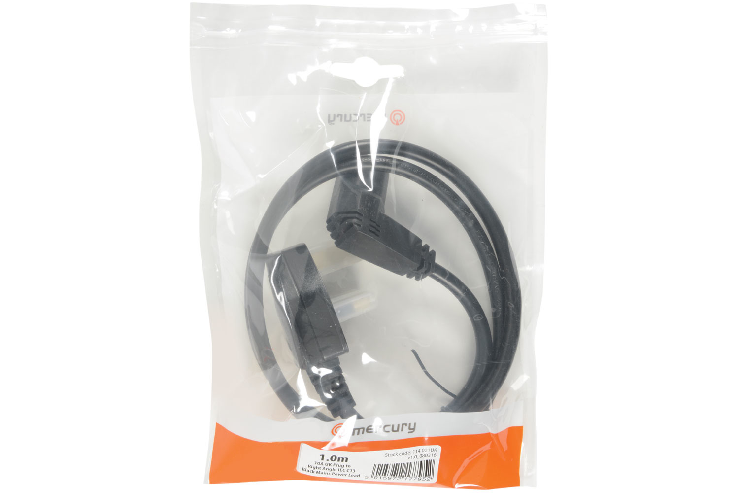 Mercury 114.021UK power cable Black 1 m Power plug type G IEC C13