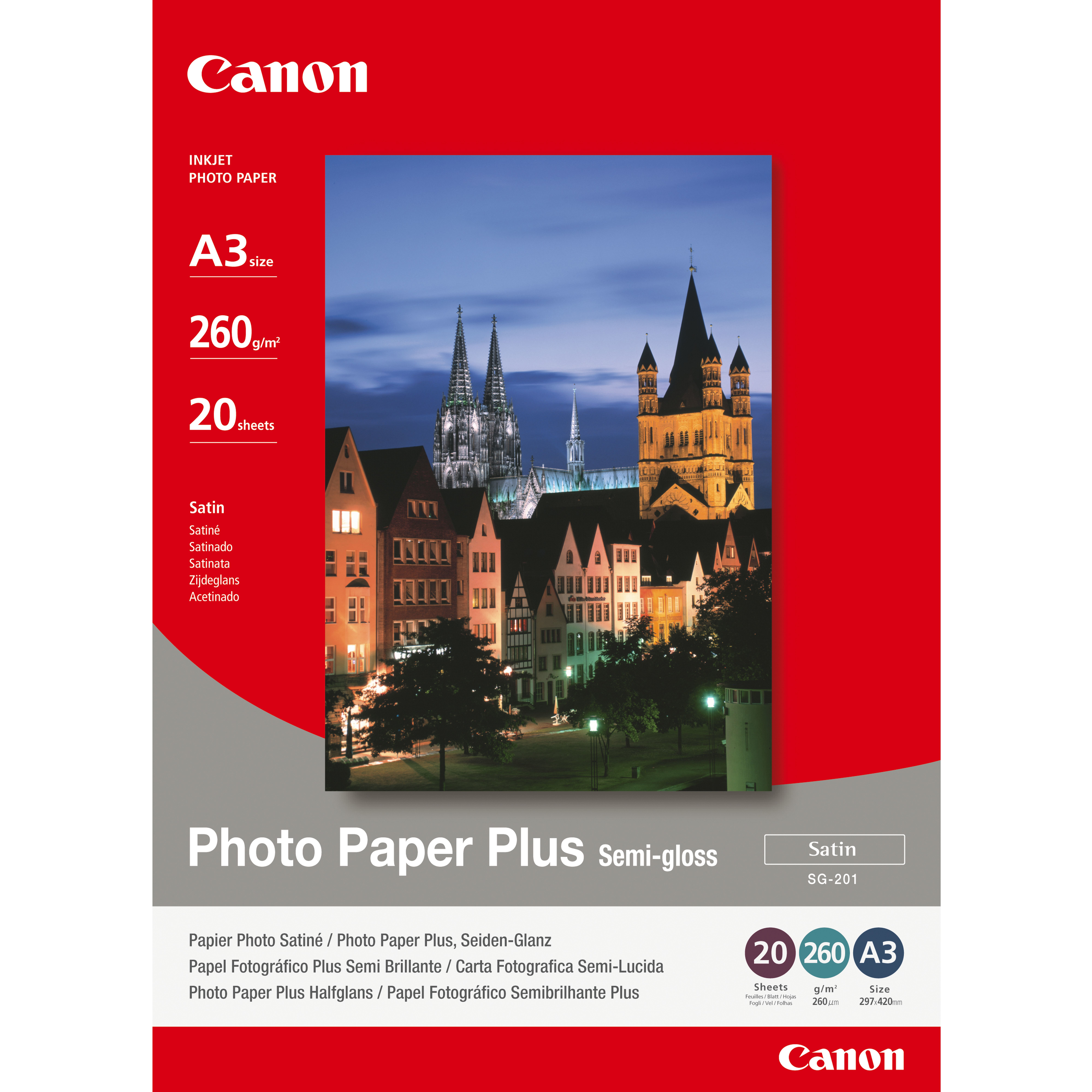 Image of Canon SG-201 Semi-Gloss Photo Paper Plus A3 - 20 Sheets