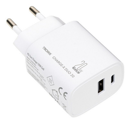 TROIKA CHA20/WH mobile device charger Smartphone, Tablet White AC Fast charging Indoor