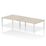 Dynamic Impulse W3600 x D1600 x H750mm Back to Back 4 Person Bench Desk Cable Management Ports Goal Post Leg Grey Oak Finish Silver Frame - IB00401 DD