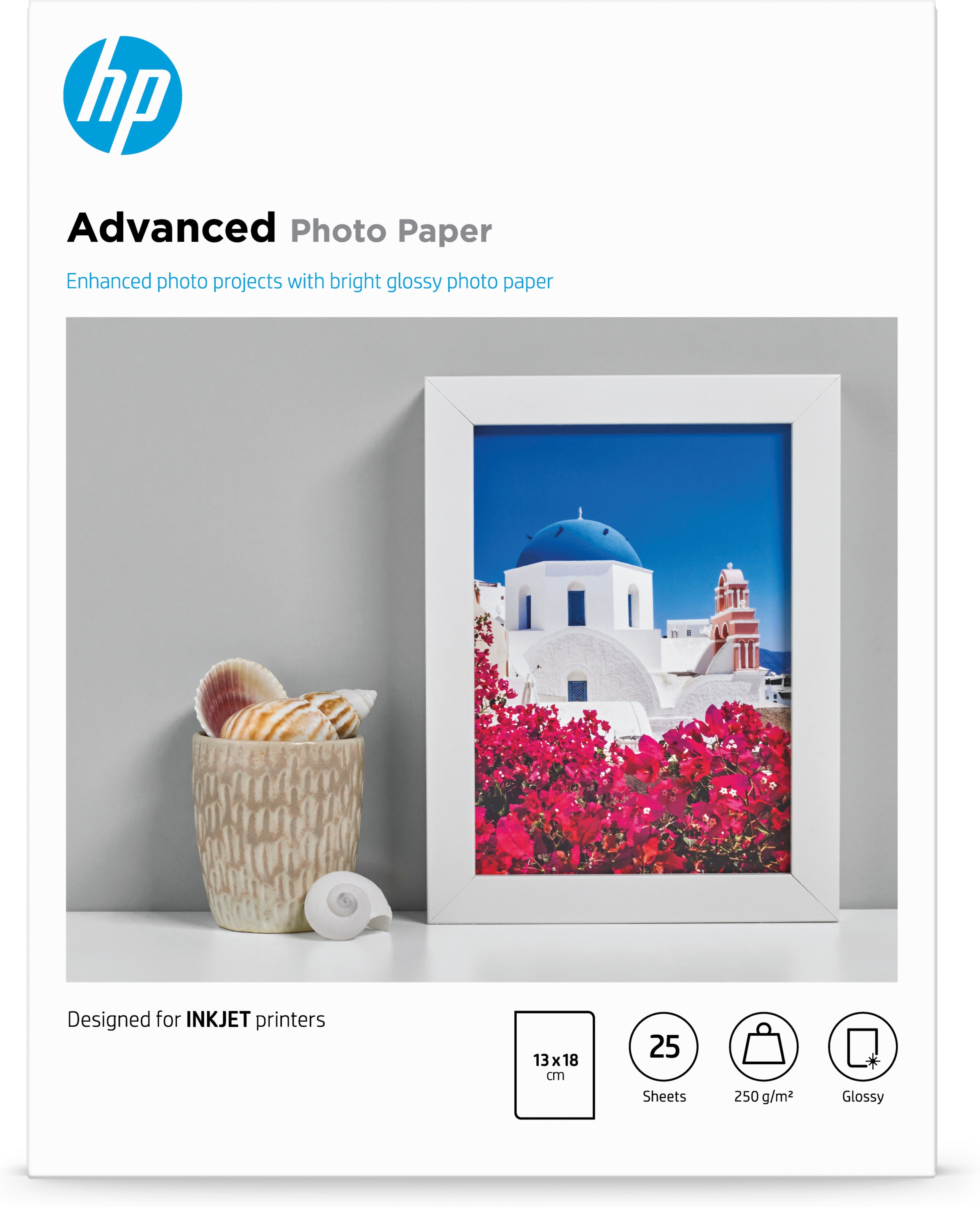 Image of HP Advanced Photo Paper, Glossy, 250 g/m2, 13 x 18 cm (127 x 178...