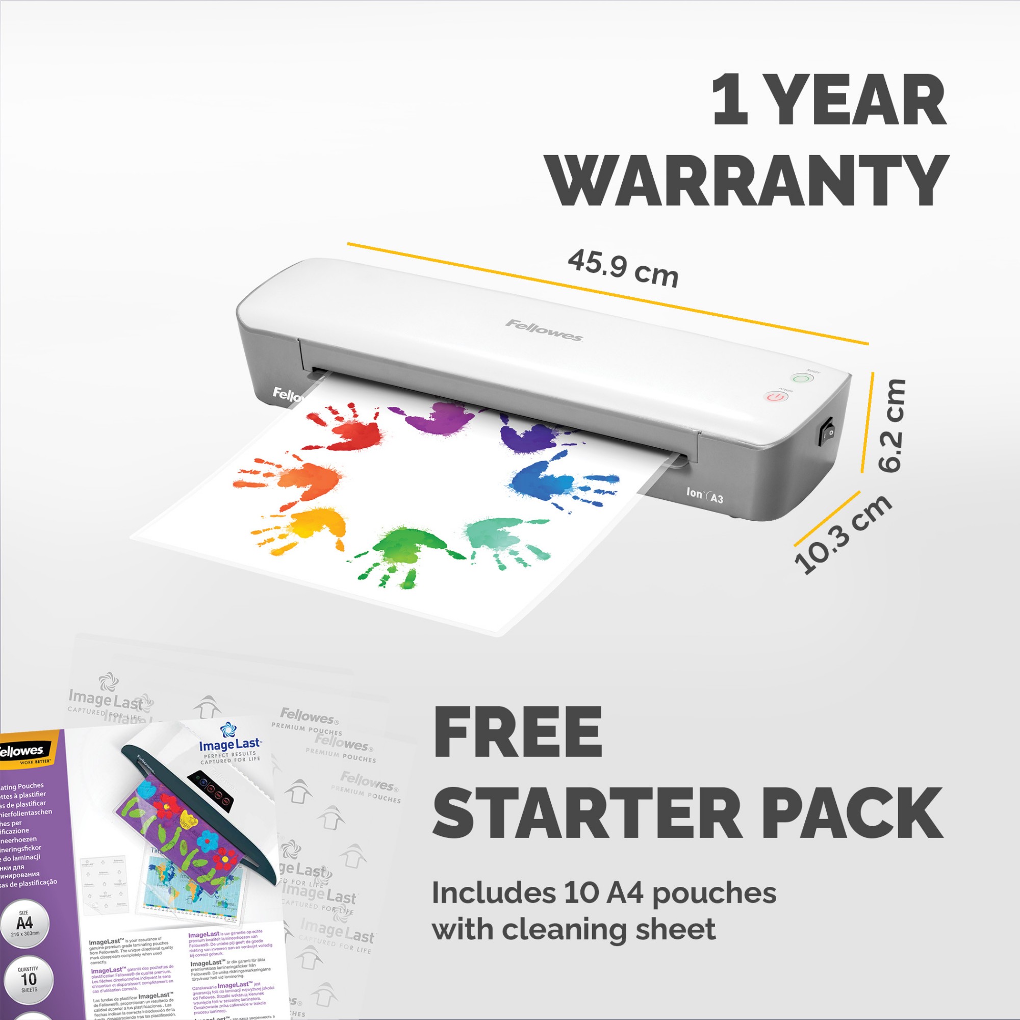 Fellowes Ion A3 Laminator Hot laminator 300 mm/min Grey, White