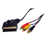 Cables Direct SCART - 3x RCA, 1.5m SCART (21-pin) 3 x RCA Black