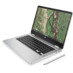 HP Chromebook x360 14b-cb0002na 35.6 cm (14") Touchscreen Full HD Intel® Pentium® Silver N6000 4 GB LPDDR4-SDRAM 64 GB eMMC Wi-Fi 6 (802.11ax) ChromeOS Silver