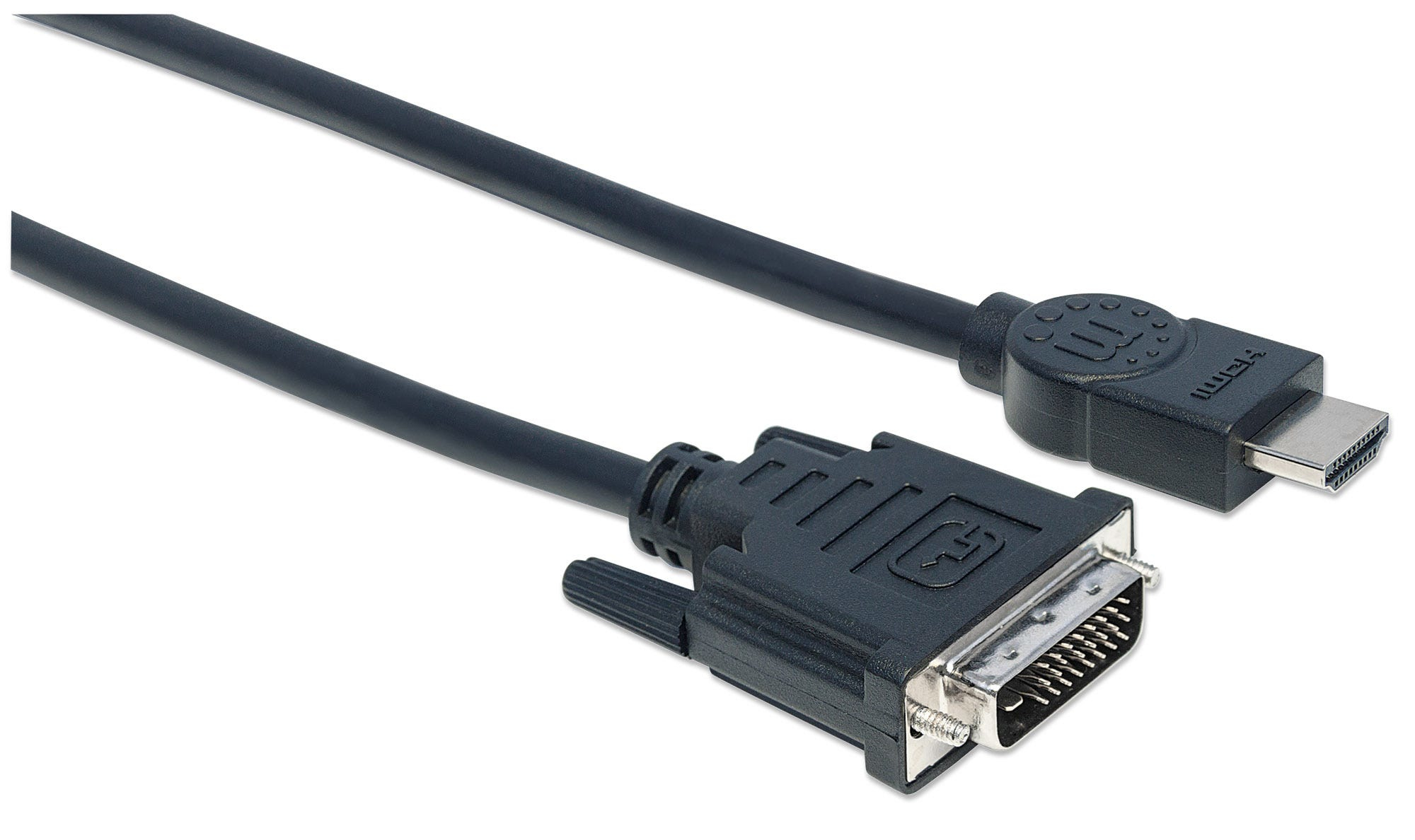 Manhattan HDMI to DVI-D 24+1 Cable, 3m, Male to Male, Dual Link, Compatible with DVD-D, Black, Lifetime Warranty, Polybag