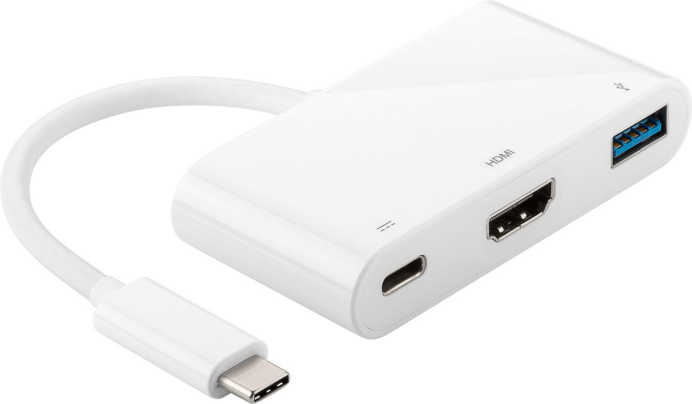 Image of Microconnect 0.2m USB C - USB/HDMI/USB USB graphics adapter White