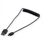 ROLINE USB 2.0 Spiral Cable, A - Micro B, M/M 1m