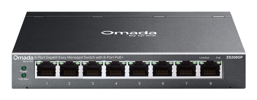 TP-Link Omada ES208GP network switch Managed L2 Gigabit Ethernet (10/100/1000) Power over Ethernet (PoE) DIN rail Black
