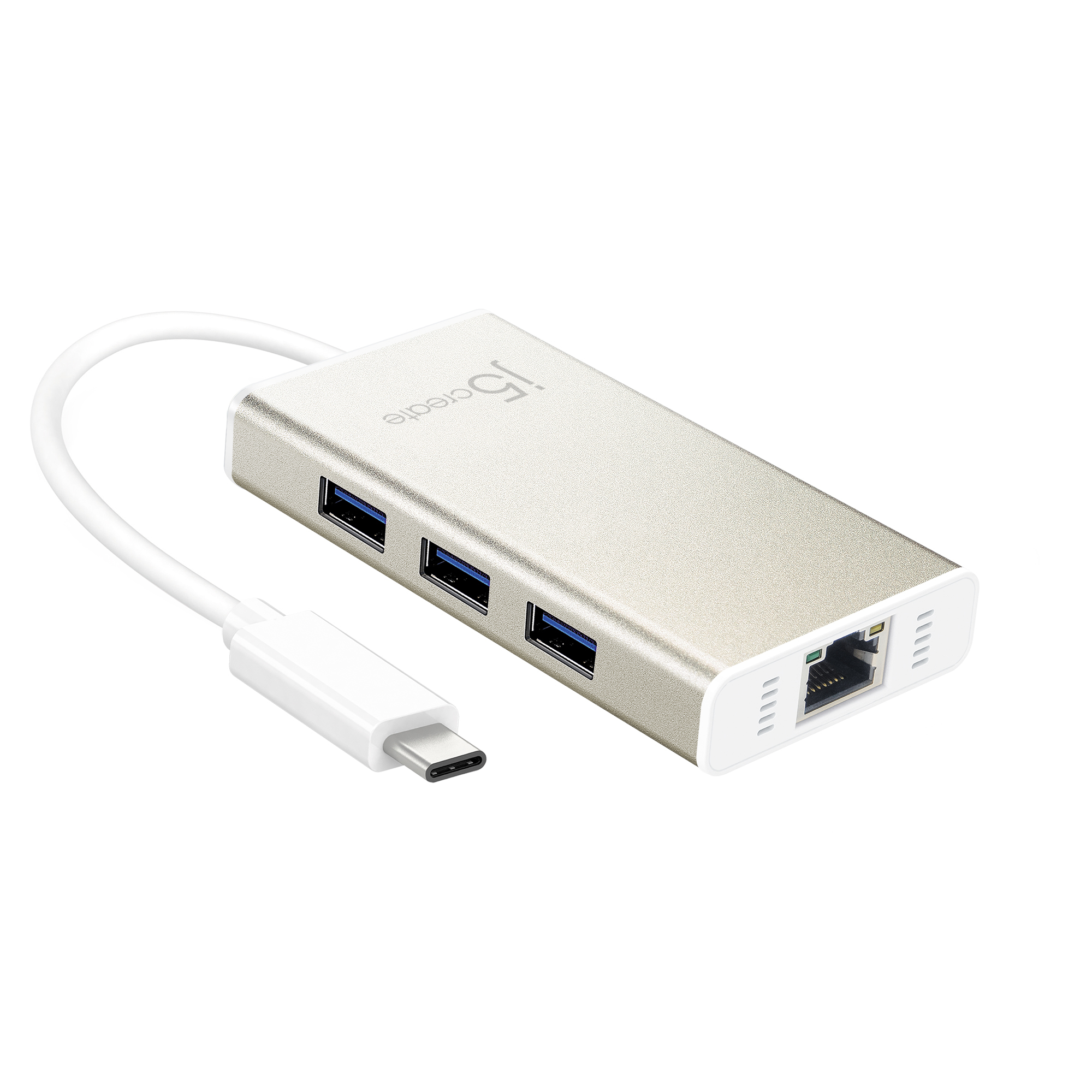 Image of j5create JCH471 USB-C Gigabit Ethernet & Hub Multi Adapter,...