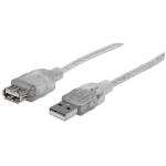 Manhattan USB-A to USB-A Extension Cable, 3m, Male to Female, Translucent Silver, 480 Mbps (USB 2.0), Hi-Speed USB, Equivalent to Startech USBEXTAA10BK (except colour), Lifetime Warranty, Polybag  Chert Nigeria