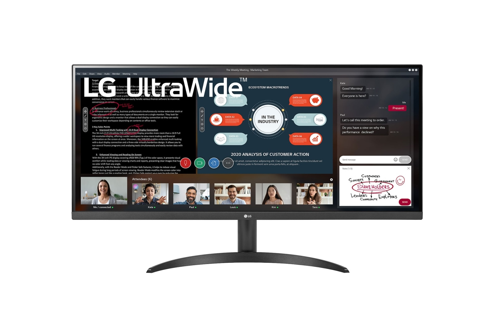 Image of LG 34WP500-B computer monitor 86.4 cm (34") 2560 x 1080 pixels...