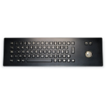 ShortBoard Stainless Steel IP65 Black Panel Mount Industrial Trackball Keyboard - Over Panel