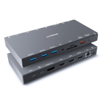 mBeat 15-in-1 Triple Display USB-C Docking Station 2x HDMI 1x DP 1x 100W PD 3.0 1x USB-C 3.1 Gen2 3x USB 3.0 1x USB 3.1 Gen2 MicroSD/SD Card 1x 1Gb