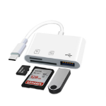 JLC F92 Type C to 2 x Card Reader and 1 x USB Port Adapter- White