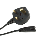 Videk UK Mains Plug to Figure 8 C7 Socket Power Cable Black 5m