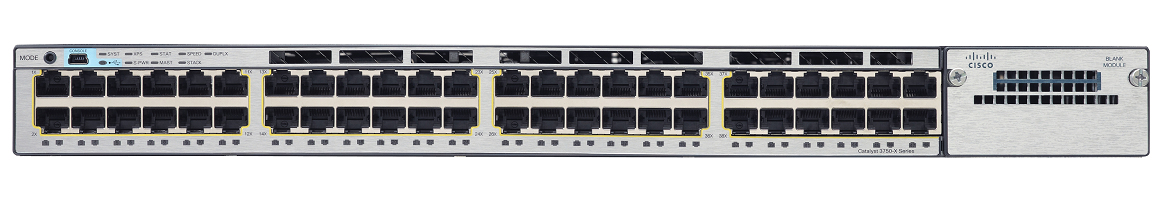 Cisco Catalyst WS-C3750X-48U-S network switch Managed Gigabit Ethernet (10/100/1000) Black 1U Power over Ethernet (PoE)