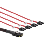 InLine SAS cable, Mini SAS SFF8087 to 4x SATA, Crossover, OCF, 0.75m