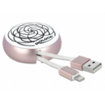 DeLOCK USB 2.0 Retractable Cable Type-A to Lightning™ 8 pin white / pale pink