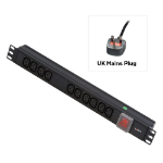 Lindy 1U 10 Way IEC Sockets, Horizontal PDU with UK Mains Plug